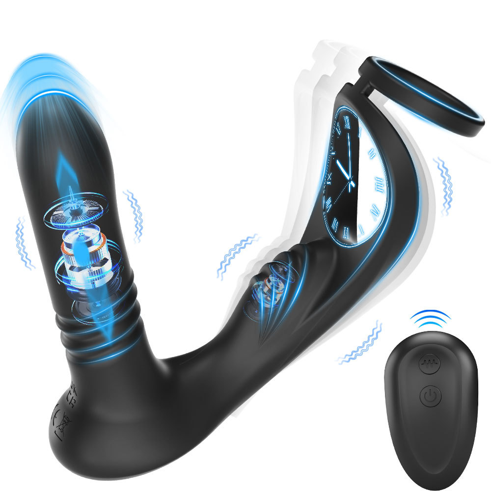 Double Ring Prostate Massager With Remote Control Silicone Vibrator_voghion.com