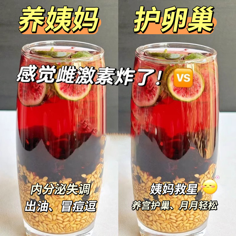 Progestin Tea, Circulating Seed Nourishing Estrogen, Flaxseed, Fig, Black Bean, Black Wolfberry, Mulberry Health Tea Bag, Anti-Male Tea