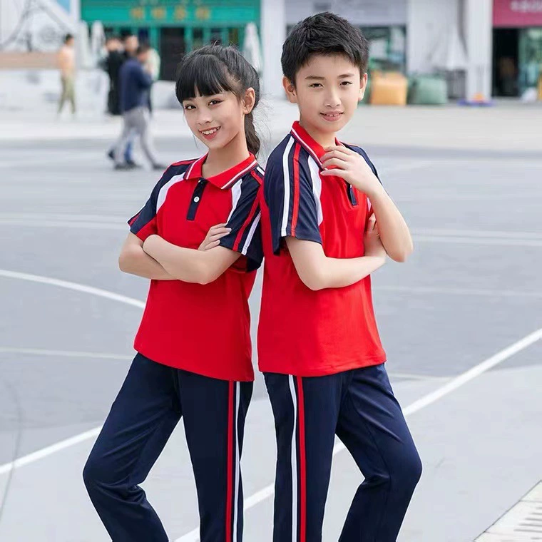 Летняя форма для начальной школы Учащийся средней школы Форма для отдыха Спортивный костюм с коротким рукавом Командная форма из двух частей