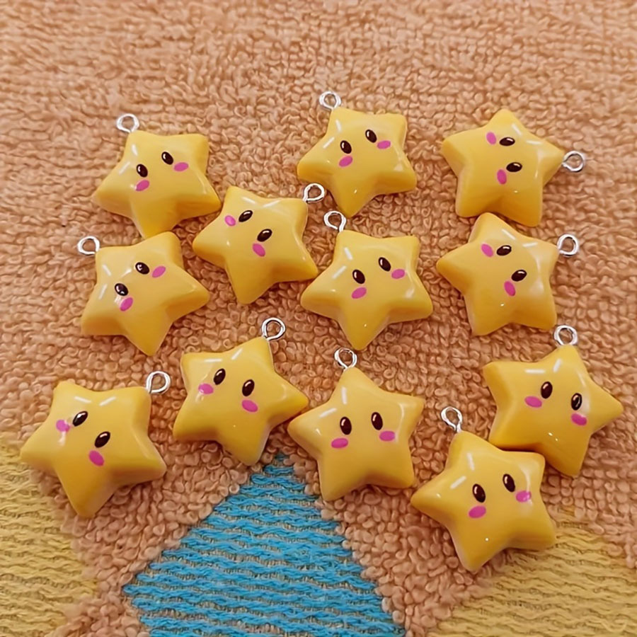 Yellow Resin Cute Star Material Suitable for DIY Jewelry Making Necklace Bracelet Keychain Craft Material