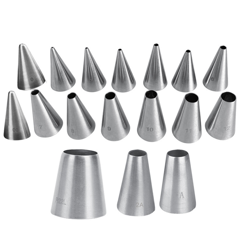 304 Stainless Steel Round Mouth Writing and Decorating Nozzle Baking Decoration Tool Small, Medium and Large Cake Cookie Cream Nozzle