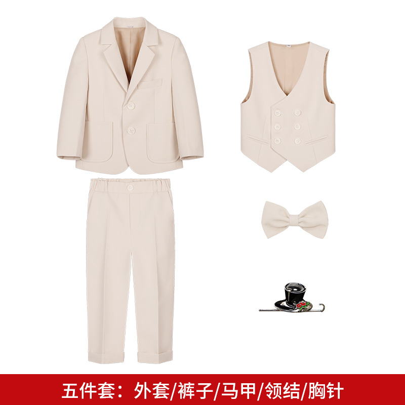 Traje de los muchachos vestido de primavera y otoño nuevo color sólido británico pequeño traje de los muchachos de piano anfitrión actividad rendimiento traje