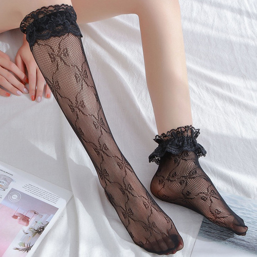 Japanese jacquard JK socks anime mid-calf socks cosplay Lolita bud stockings lace Lolita calf socks