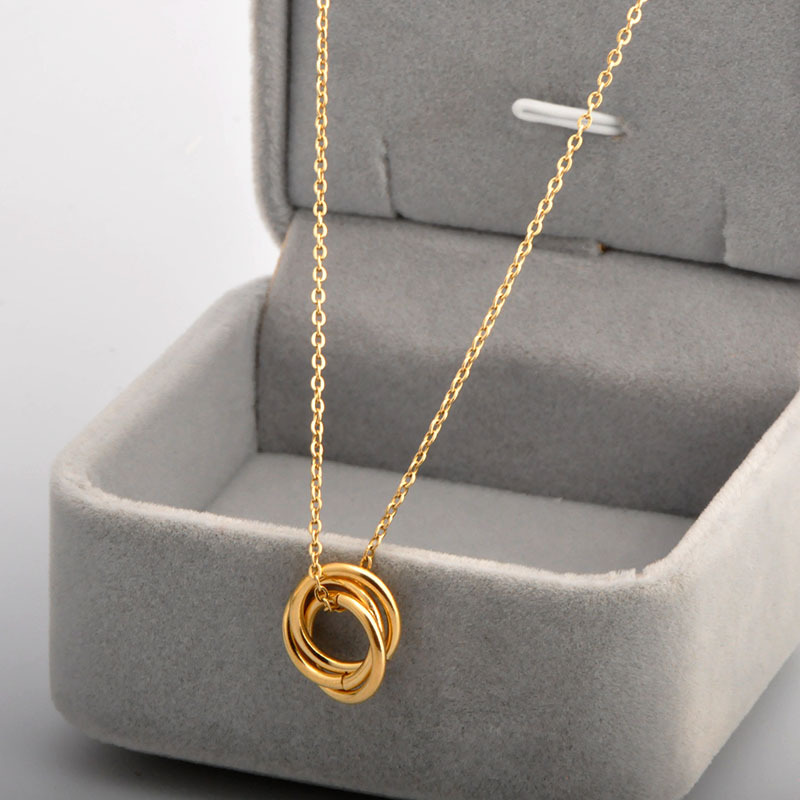 Titanium Steel 18K Gold Plated Simple Style Plating Circle Rhinestones Necklace display picture 3