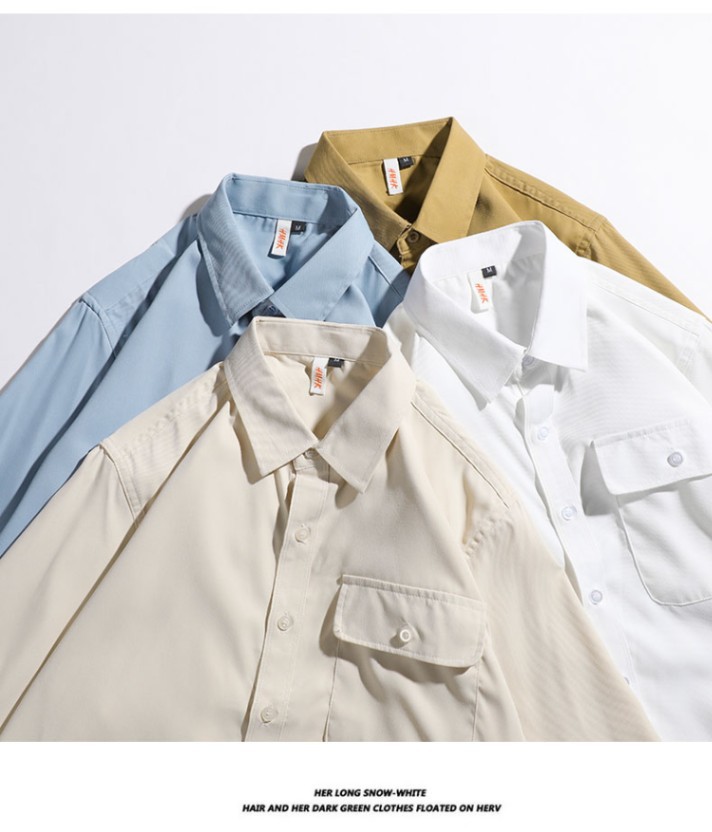 European Style Workwear For Men, Spring And Autumn New Loose Fit Casual Solid Color Shirt Jacket Trendy_viptrois.com