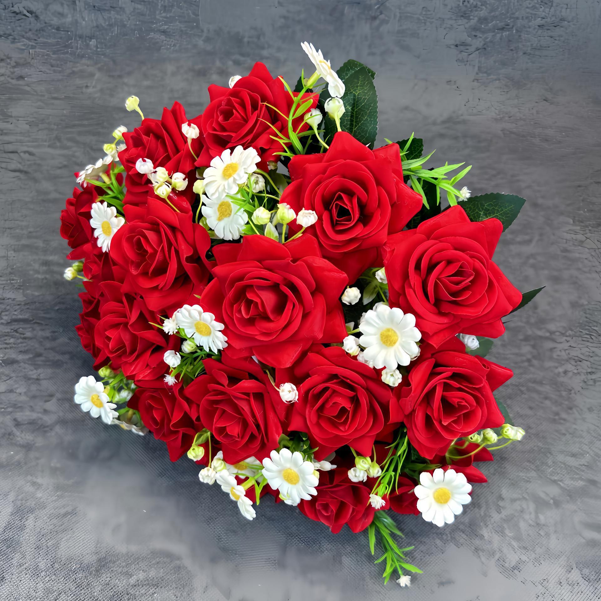 Simulación 18 tela de terciopelo rosa boda decoración del hogar decoración de mano mano flor props adornos falsos flor al por mayor