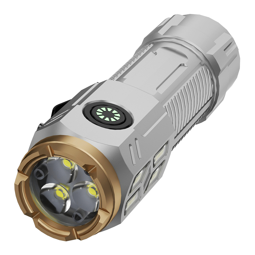 Transfronteriza nueva linterna de tres ojos al aire libre linterna pequeña multifuncional resalte bestia de monstruo de tres ojos luz de tapa de clip de larga resistencia