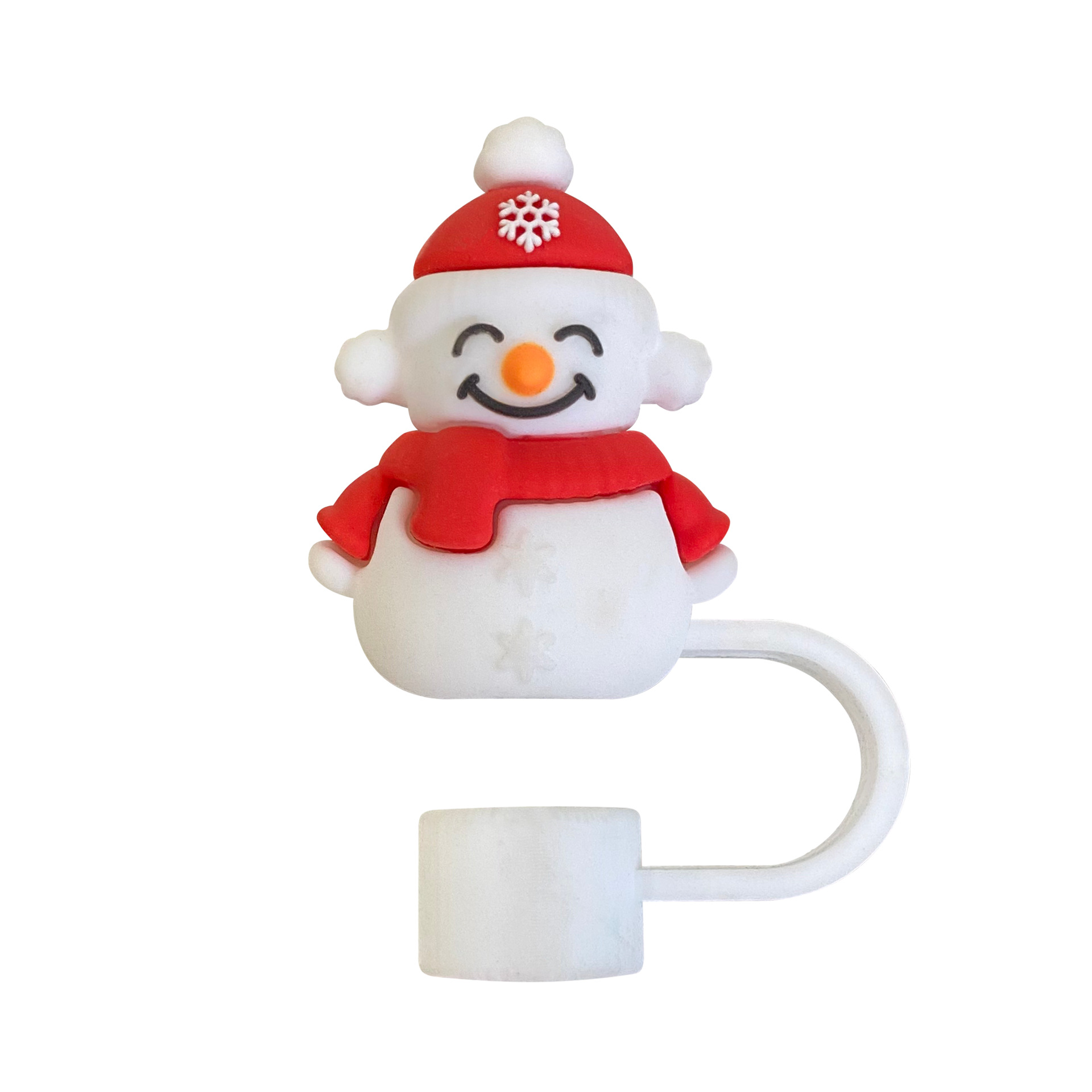 Una tapa de paja de muñeco de nieve de Navidad