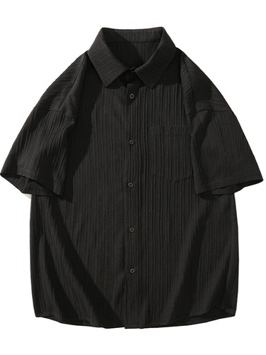 Summer Ice Silk Thin Short-Sleeve Shirt for Men and Couples Loose Plus Size Solid Color Casual Trend Brand Top Coat