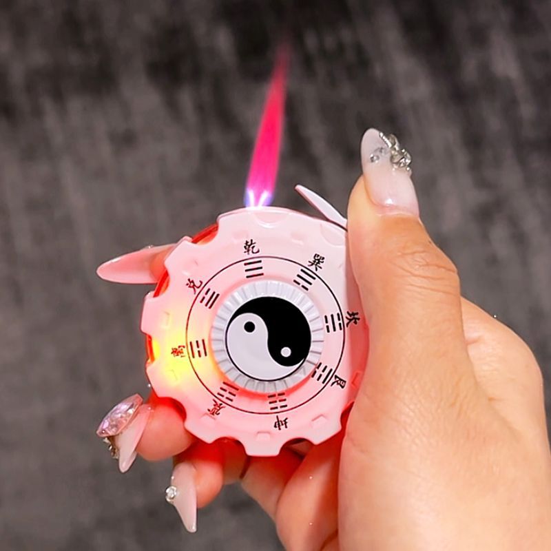 【Dropshipping】Viral Fingertip Spinner Windproof Lighter with Seven-Color Flashing Bagua Formation Light-Up Trendy Cool Toy