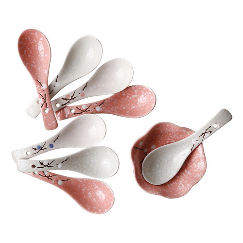 Snow Flower Small Spoon Japanese Style And Wind Soup Spoon Underglaze Ceramic Household Restaurant Ladle Supply Amazon