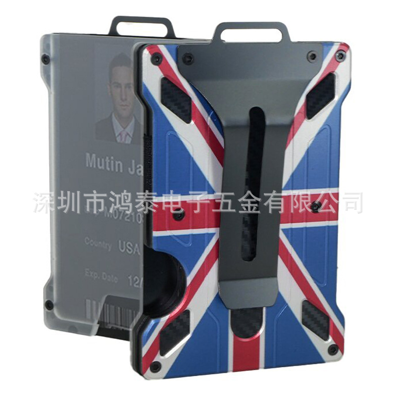 Amazon nuevo titular de la tarjeta de aleación de aluminio transparente insignia RFID metal billetera titular de la tarjeta de trabajo con la posición de la insignia