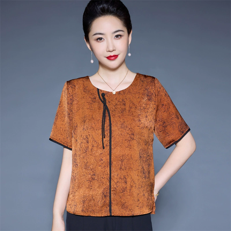 Мама с короткими рукавами, модная иностранная, высококачественная женская футболка среднего и пожилого возраста