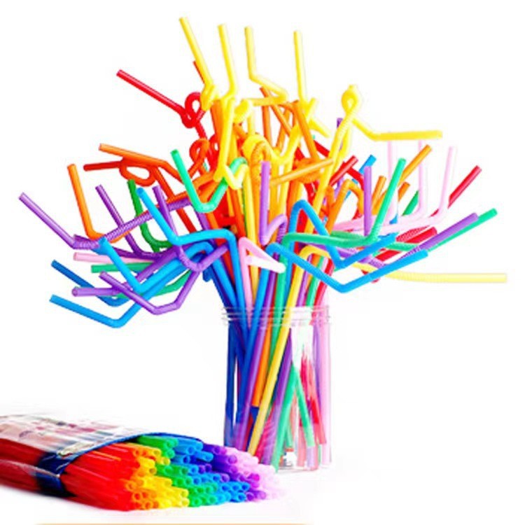 Colorful artistic bending straws 200 pieces/pack