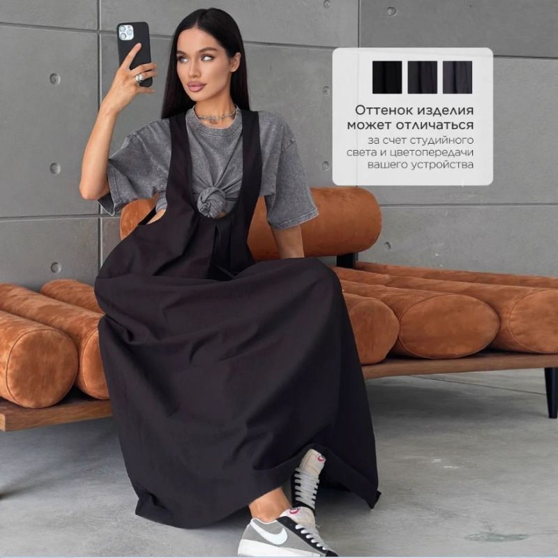 Cross-Border European and American Independent Site Bohemian Style Summer Long U-Neck Tank Dress with Loose Waist