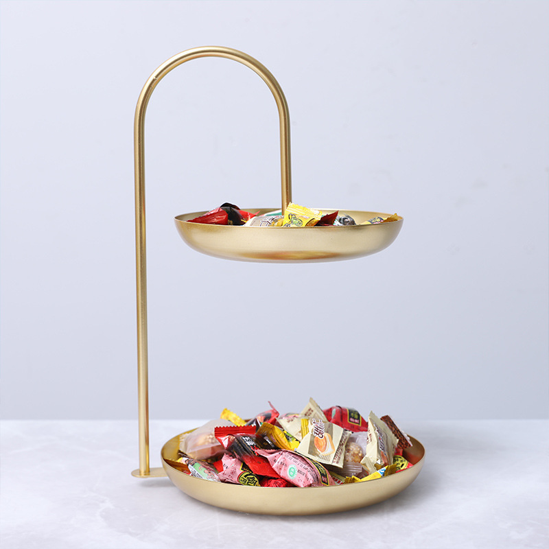 クリエイティブ二重皿キャンディー箱果物皿軽贅沢菓子シンプルなフロント家庭用リビングルームのお菓子トレイ|undefined