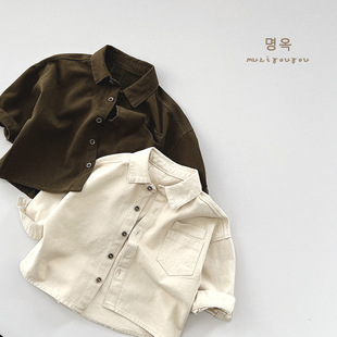 Boys' Shirt Spring and Autumn New Children's Retro Distinctive Korean Style Top Girls' All-match Mori Style Cardigan Jacket Trendy Children's Wear