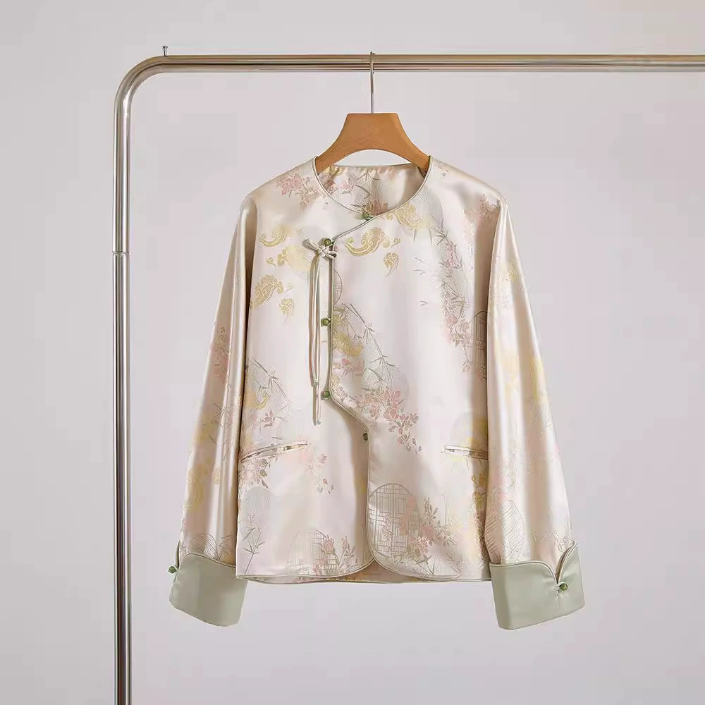 Qing Shuzhai 2024 Новый китайский легкий национальный ветер пуговица жаккардовая куртка женский осенний и зимний ретро дикий топ можно носить ежедневно