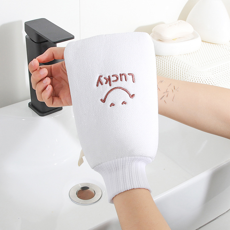La Toalla de baño no daña la piel las señoras no lastiman la arena fina Toalla de baño doméstica sauna sala de baño frotar barro gris guantes de descontaminación