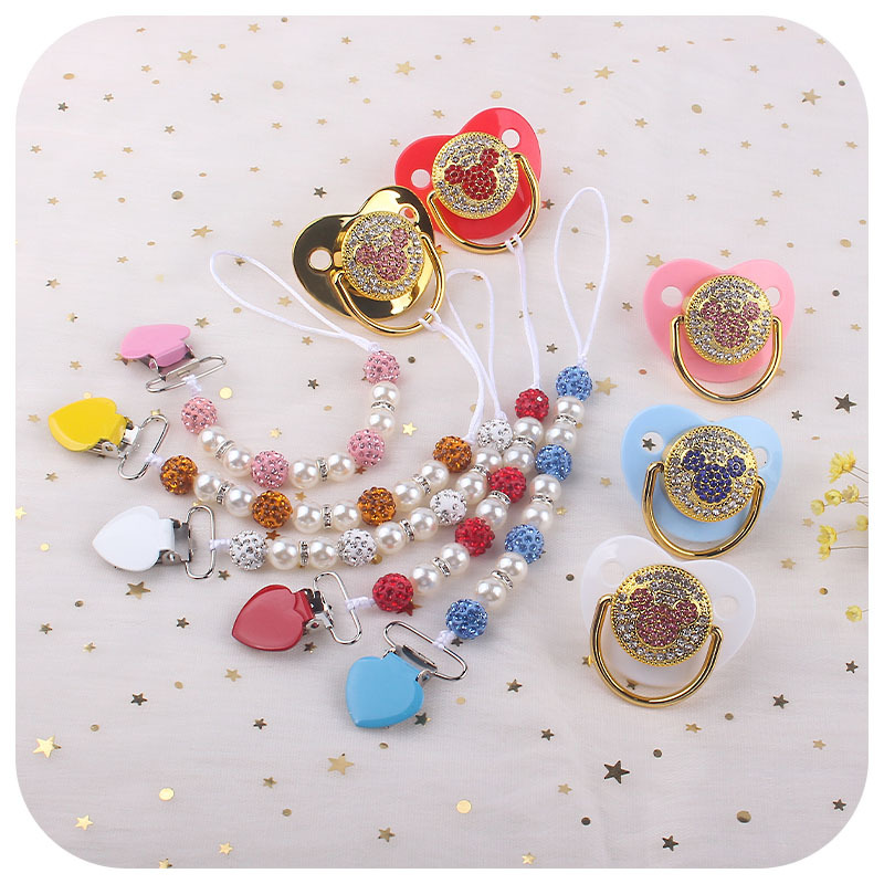 Suministros para bebés amor chupete clip chupete cadena anti-caída creativo bebé Mickey forma chupete traje