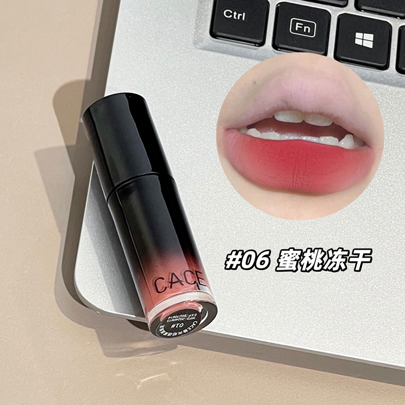 CACE Crepúsculo, labios mate, mate, mate ligero, mate, baja saturación, maquillaje, blanco, no es fácil de tocar, esmalte de labios de terciopelo