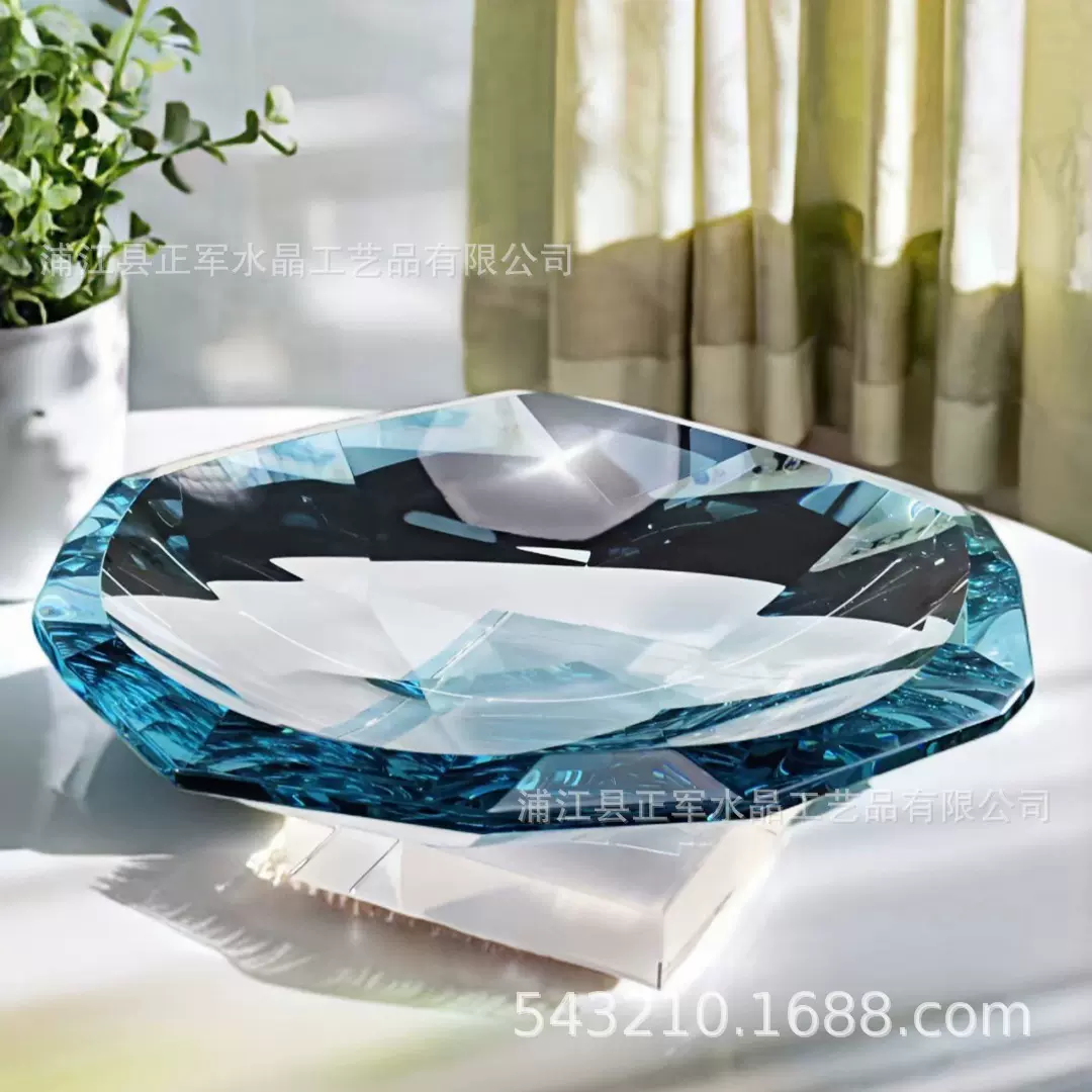 跨境欧式水晶高端果盘高档轻奢华简约客厅别墅家居装饰品摆件批发