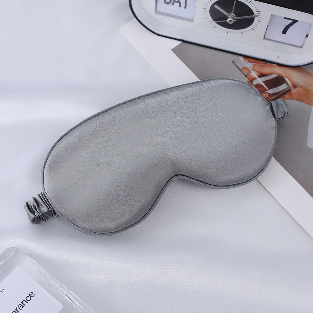 Máscara de Ojos de seda artificial de doble cara de seda de morera sombreado máscara de ojo del sueño logotipo impreso viajes al aire libre esencial en stock al por mayor