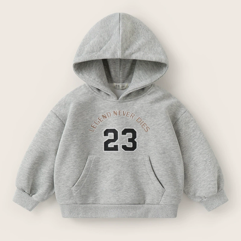 Детская Одежда для мальчиков Модная весна и осень 2023 новый детский красивый повседневный свободный свитер с капюшоном в Корейском стиле с надписью