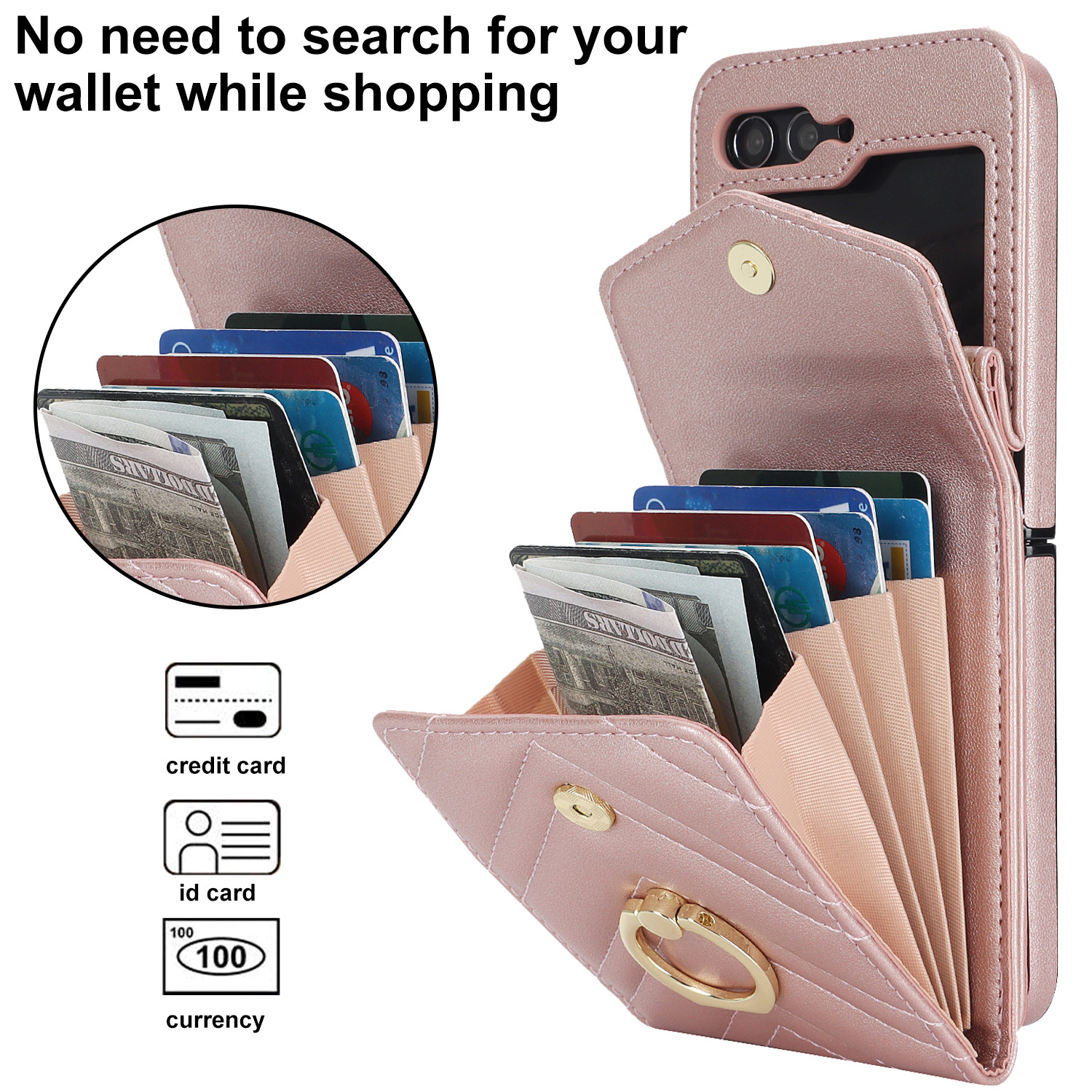 Adecuado para Samsung Z Flip 5 mensajero multifuncional 4 funda para teléfono móvil plegable Flip6 anillo de fragancia pequeña funda de cuero para teléfono móvil