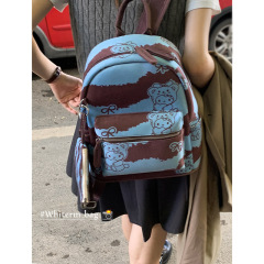 可爱卡通帆布双肩包包女2025新款时尚学生书包学院风大容量背包