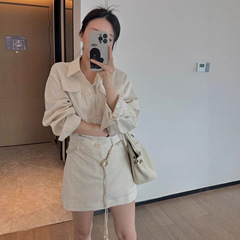 老钱风时尚慵懒松弛感收腰显瘦衬衫裙女2025早秋韩式休闲裙