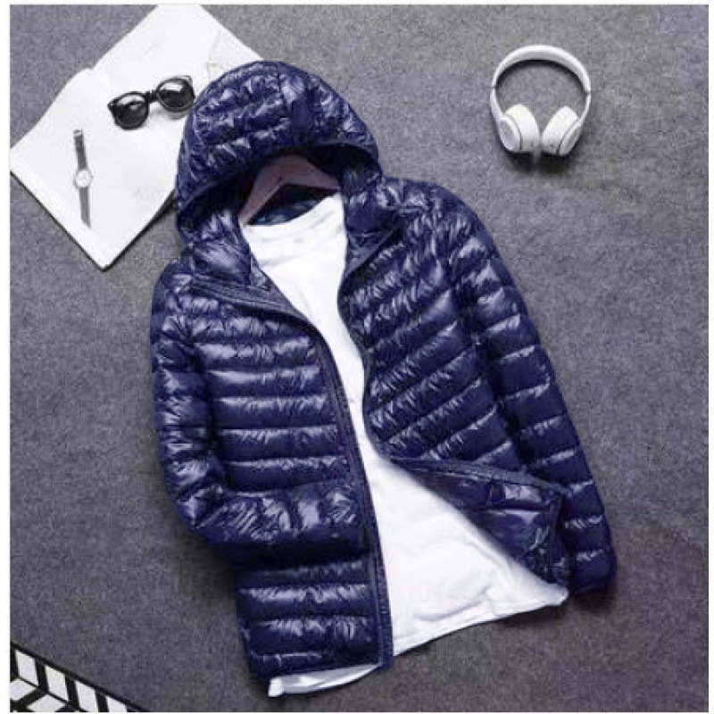 Chaqueta de algodón ligera para hombre — con capucha, corta, moderna, invierno 2025, estilo comercio exterior