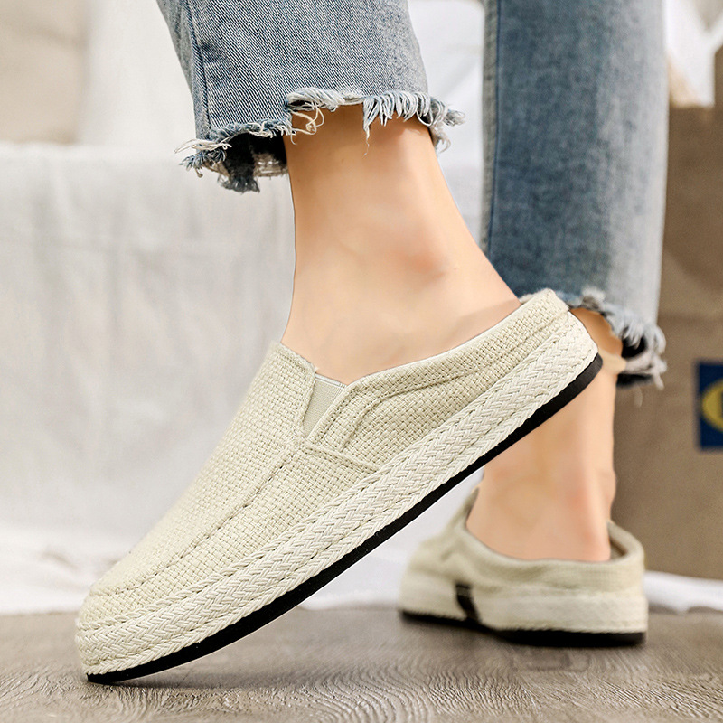 Zapatos de hombre transpirables de lino retro simple, zapatos de pescador de cuerda de cáñamo de verano, zapatos de tela viejos de Beijing para hombre, zapatillas de deporte de comercio exterior