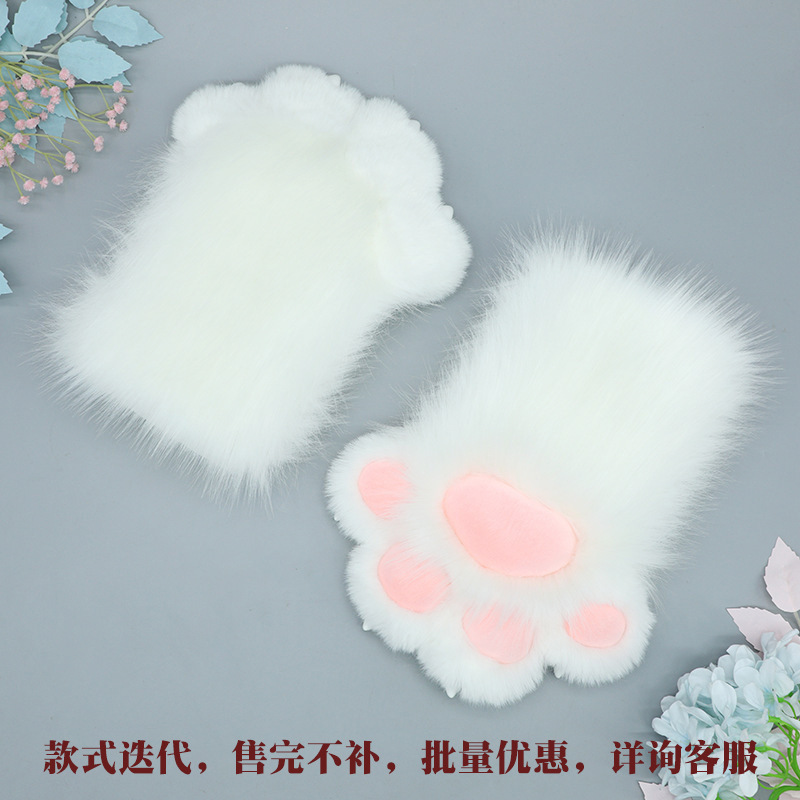Guantes Sin Dedos de Garra de Gato de Felpa Térmicos para Cosplay y Eventos