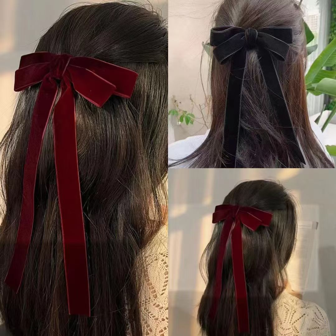 amazon hot winter velvet band double bow hair clips hair accessories stylish simple and versatile princess duckbilled hair clip