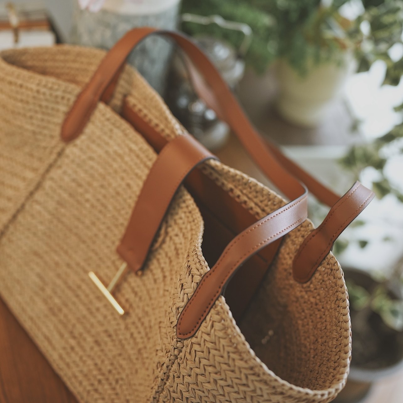 Zhu Zhu Style Straw Woven Bag For Women, Large Capacity Vacation Beach Straw Bucket Bag, Woven Market Basket Tote Bag - Thumbnail 3