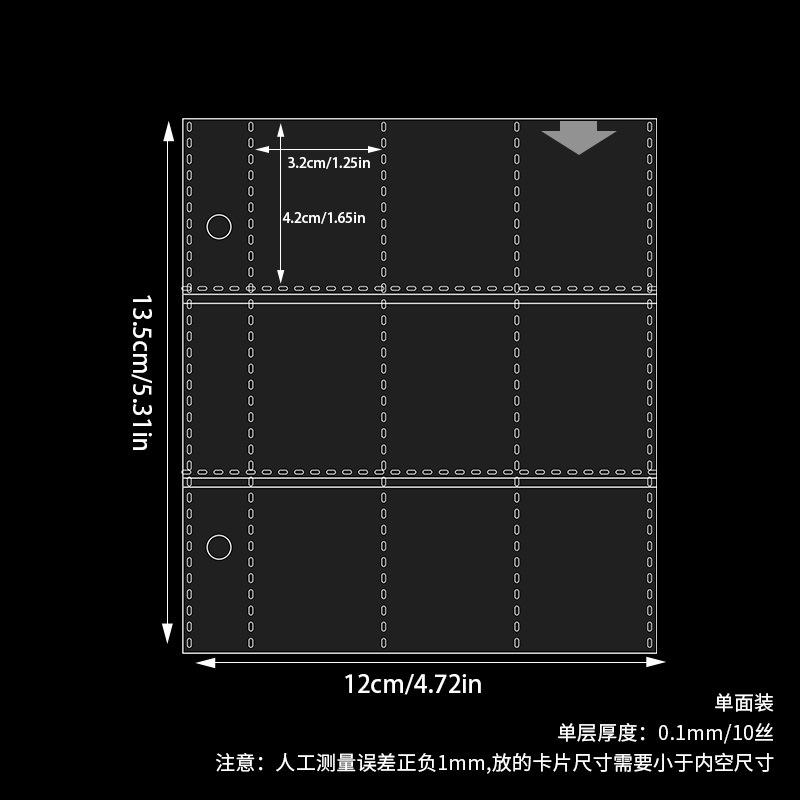 9 tarjetas de cuadrícula página 10 hojas (2 agujeros) 102 #