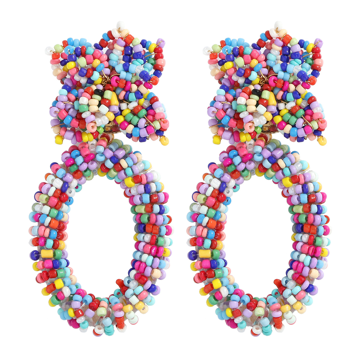 Wholesale Retro Geometric Beads Hand-woven Earrings display picture 18