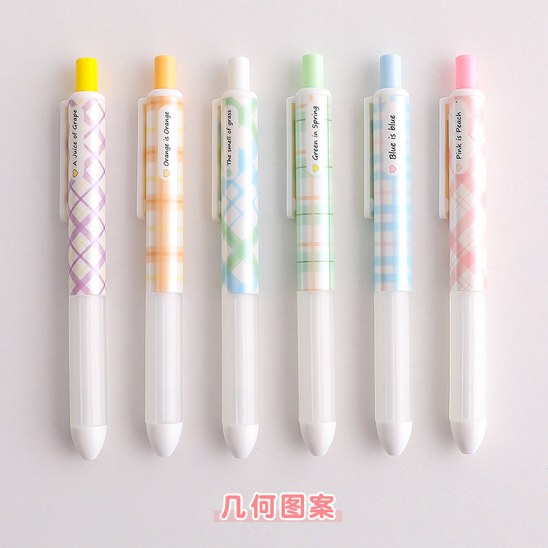Lindo DE LA Historieta del color del caramelo de empuje pluma estudiante de gran capacidad de gel pluma de oficina firma pluma negro pluma al por mayor