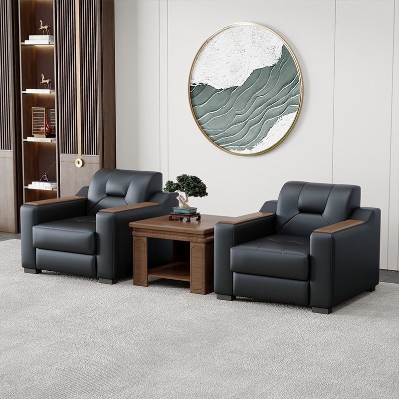 Sofá de oficina de cuero simple moderno de negocios recepción casual de tres mesas de té conjunto de cuero