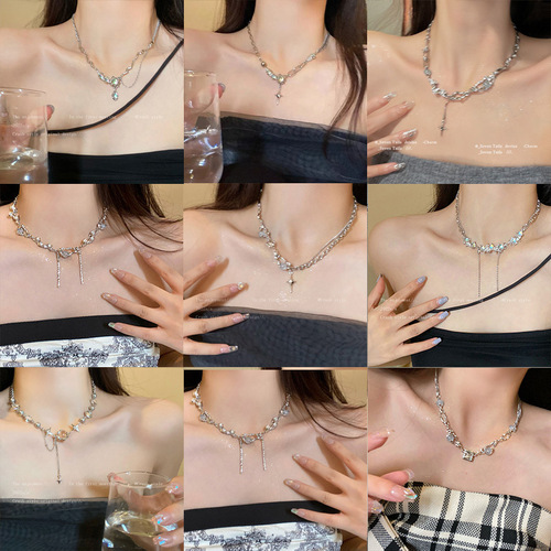 Ins style pearl necklace women's light luxury niche design high-end clavicle chain tassel love pendant jewelry wholesale