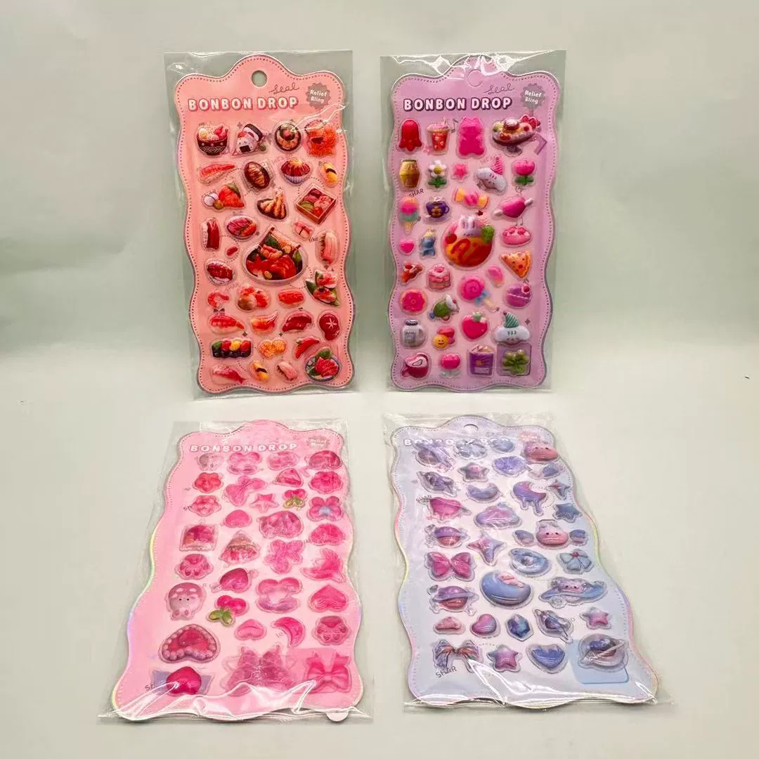 3D Embossed Sticker Set (Hello Kitty) — Cute Three-dimensional Decorative Stickers, 14 g