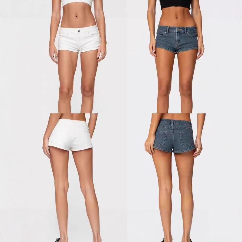 American-Style Spicy Low-Rise Denim Shorts Summer Ultra-Short Versatile A-Line Casual Hot Pants Slimming Women