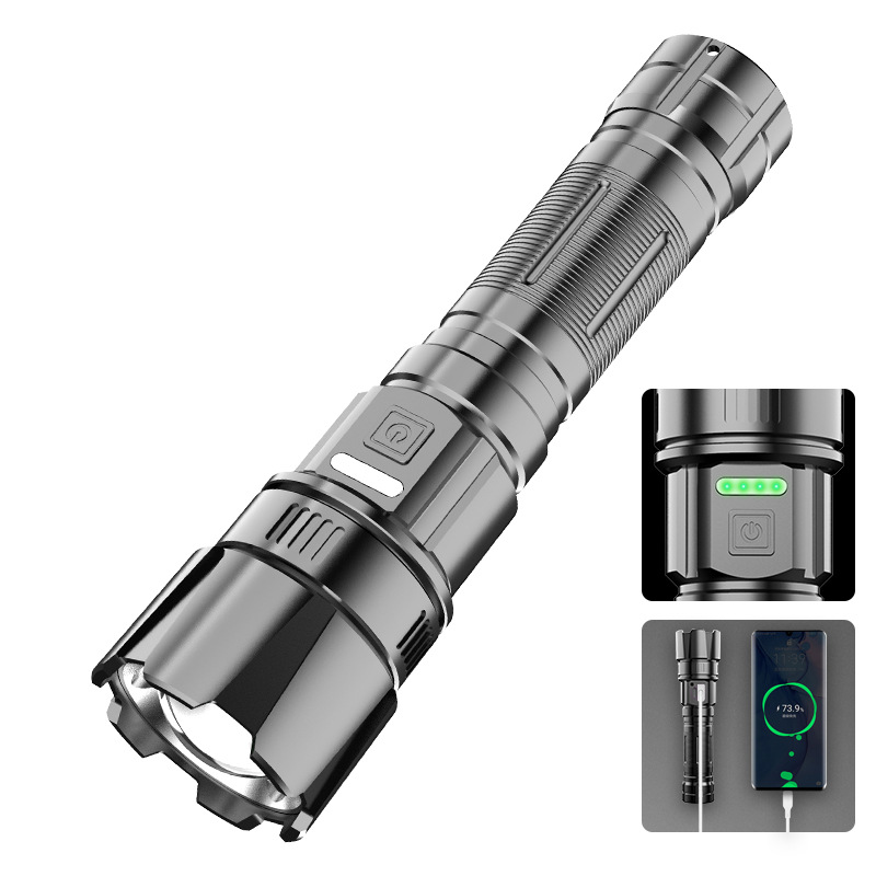 Nueva linterna de aleación de aluminio lámpara láser cuentas de largo alcance de iluminación linterna de emergencia impermeable larga resistencia linterna