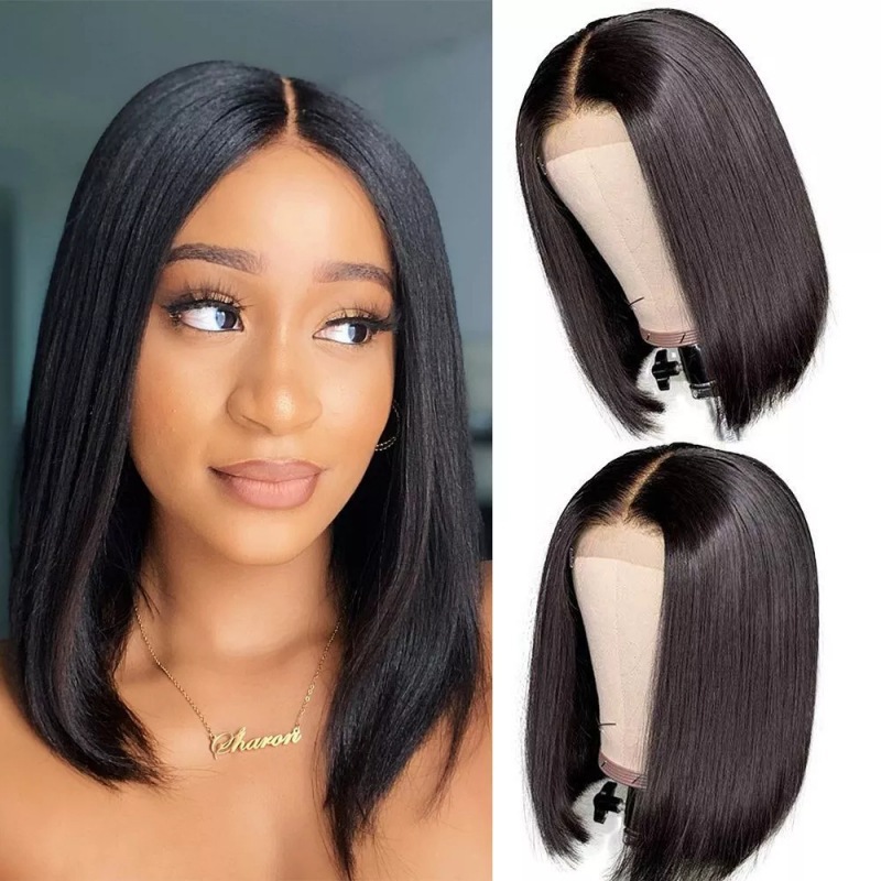 Transfronterizos Europa y los Estados Unidos fibra química wigs moda damas cabello corto recto pelucas fabricantes al por mayor en stock