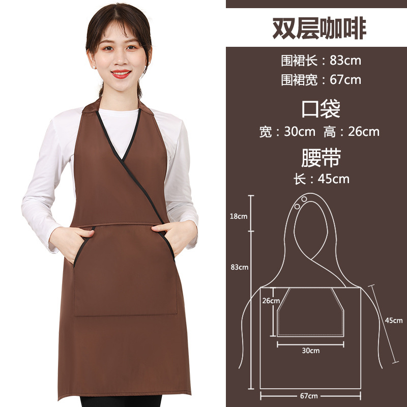 V-cuello publicidad delantal logotipo personalizado salón de uñas cafetería guardapolvos hogar cocina delantal al por mayor personalizado