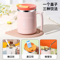 2023 New Women's Cup High-Quality Mug with Lid Spoon Stainless Steel Cup Household Office Coffee Cup 