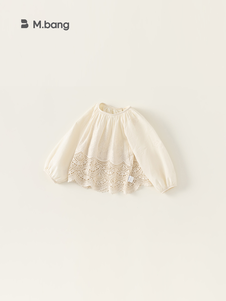 Bangchoan ropa para niños niñas camisas de otoño 2025 nuevo bebé femenino camisa de muñeca bordada hueca de manga larga para niños