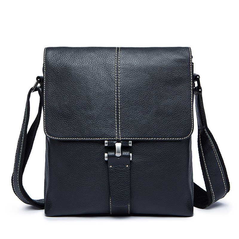 Men's Genuine Leather Crossbody Bag High End Cowhide Shoulder Bag For Business Casual Use In Black/Brown_voghion.com