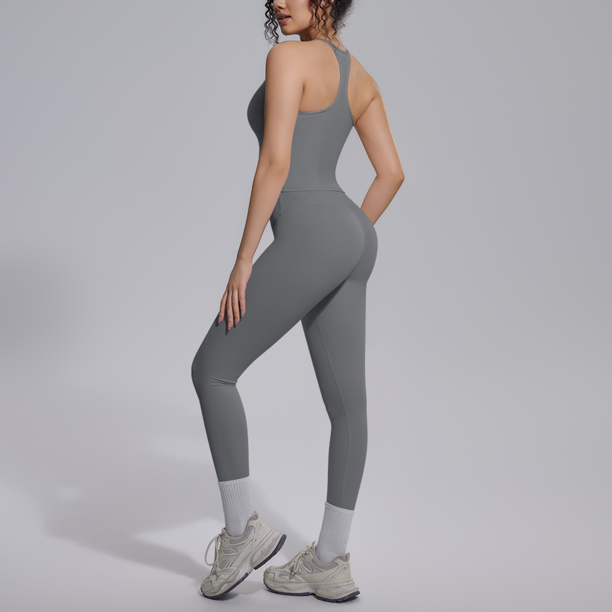 Nuevo transfronterizo europeo y americano doble brocado I-shape belleza de la espalda yoga juego de ejercicio correr fitness dos piezas juego de mujeres image 15
